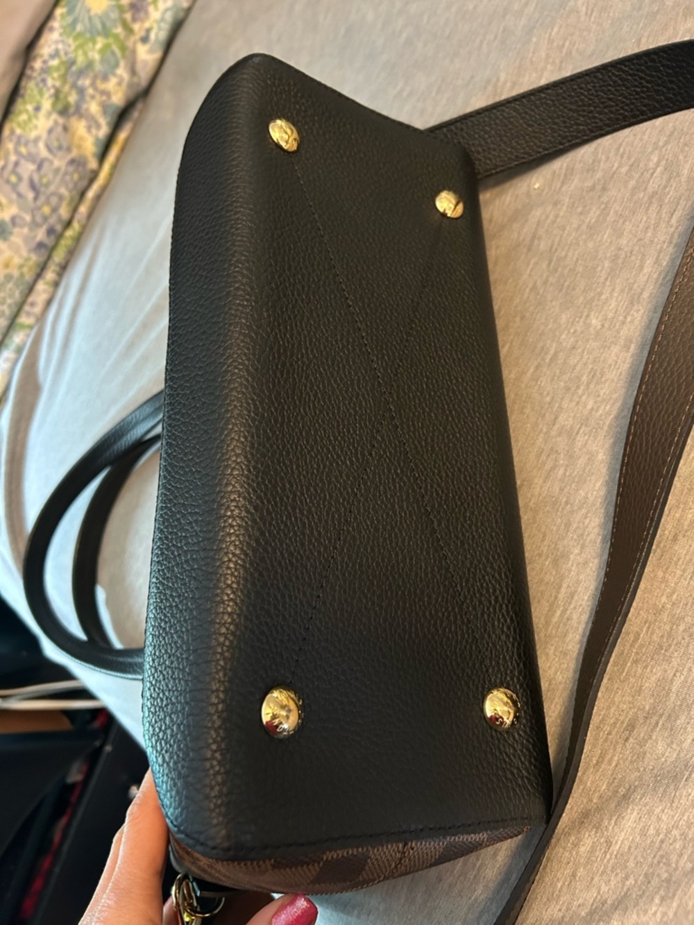 Louis Vuitton Brown Damier Ebene Canvas Tote with Gold Hardware - Picture 8 of 10